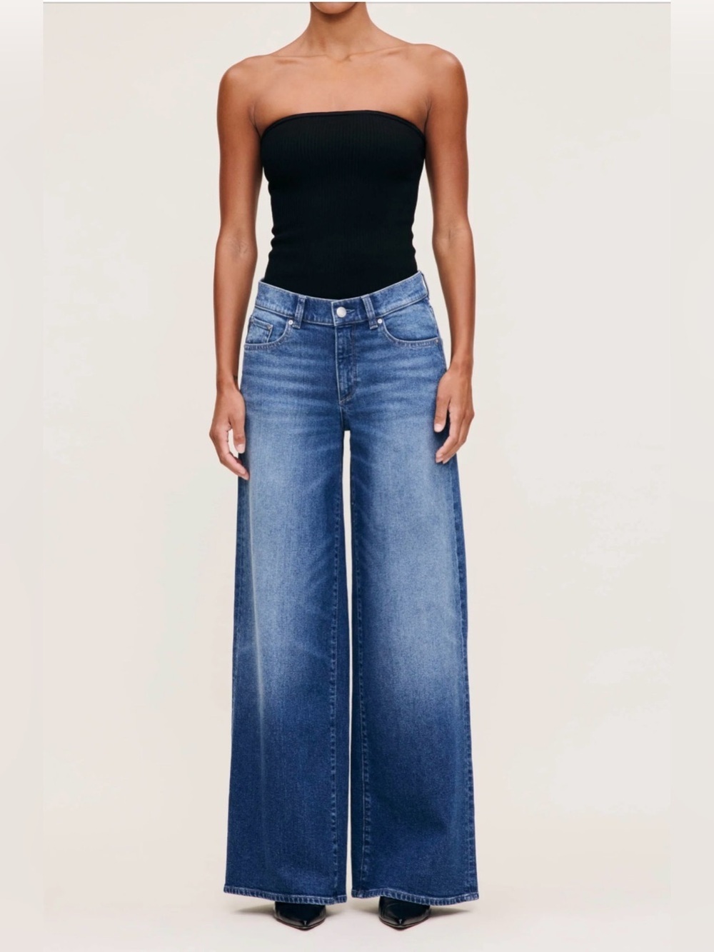 DL1961 Hepburn Wide Leg Mid Rise 32" Jeans - Blue Harbor 29